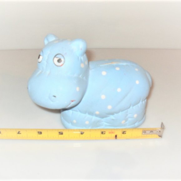 Vintage HIPPO Ceramic Piggy Bank Hand Painted Bank Hand Painted Hippo Baby Hippo - Picture 5 of 6